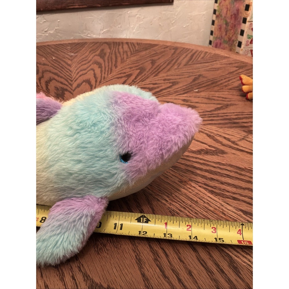 The Petting Zoo 14" Rainbow Tie Dye Dolphin‎ Plush Stuffed Animal Pride Toy
